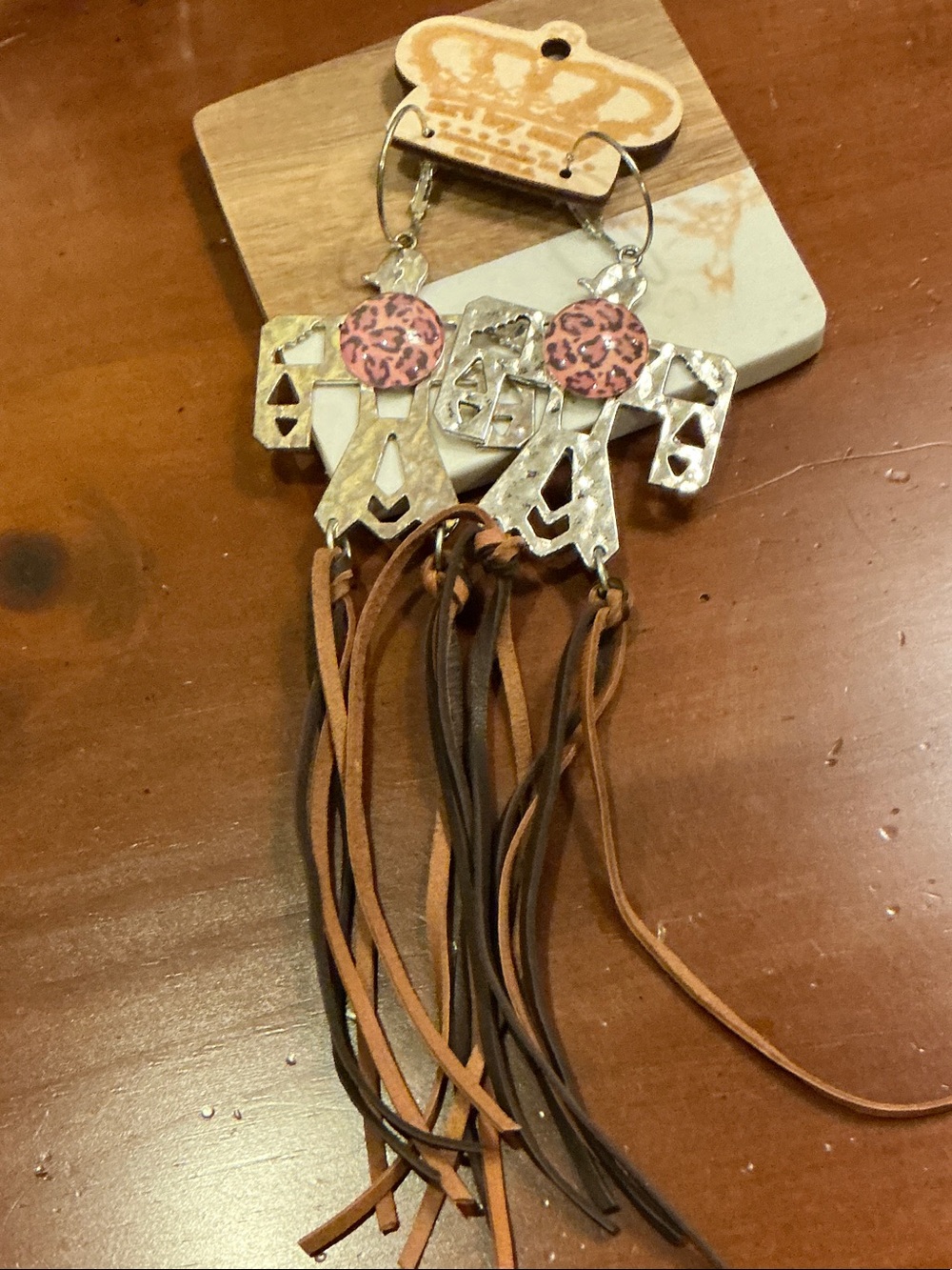 Boho Fringe Hair Accessory with Pink Leopard Accents